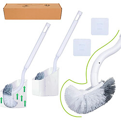 Vendos85 Brosse WC Blanche avec Support et Poignée Longue 2 pcs