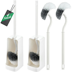 Vendos85 Lot de 4 Brosses WC en Silicone + 2 Supports Blancs – Nettoyage Précis et Hygiénique