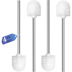 Vendos85 Brosse WC Blanche avec Manche Inox et Têtes Remplaçables