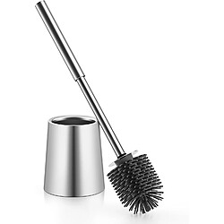 Vendos85 Brosse WC Ronde Argent avec Tête Silicone