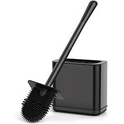 Vendos85 Brosse WC Silicone Noire Carrée avec Support Inox