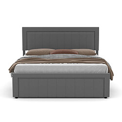 Concept Usine Lit coffre 160x200cm en velours gris NASHVILLE pas cher