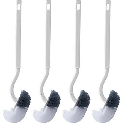 Vendos85 Lot de 4 Brosses WC Silicone Blanches – Manche Long & Nettoyage Profond