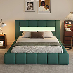 Acheter Concept Usine Lit coffre led style nuage 180x200cm en velours vert avec tête de lit et sommier OMAHA