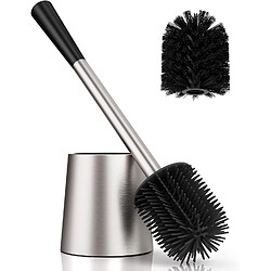 Vendos85 Brosse WC Ronde Argent avec 2 Têtes Remplaçables