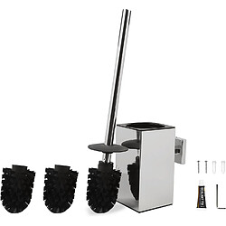 Vendos85 Brosse WC Carrée Chrome avec 2 Recharges et Support