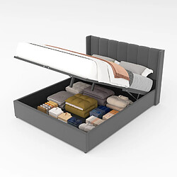 Concept Usine Lit coffre design 140x190cm en velours gris ARLINGTON