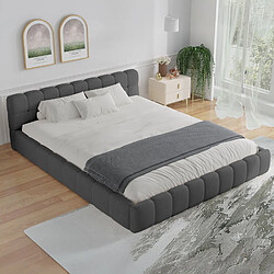 Acheter Concept Usine Lit style nuage 140x190cm en velours gris KANSAS