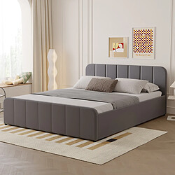 Acheter Concept Usine Lit coffre 140x190cm en velours gris TAMPA