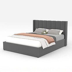 Concept Usine Lit coffre design 160x200cm en velours gris ARLINGTON pas cher