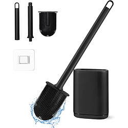 Vendos85 Brosse WC Silicone Noire avec Support Mural et Sol