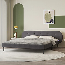 Avis Concept Usine Lit capitonné 140x190cm gris avec tête de lit et sommier TULSA