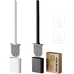 Vendos85 Brosse WC Silicone Noire avec Support Mural