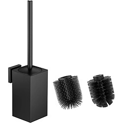 Vendos85 Brosse WC Carrée Noire avec Double Têtes