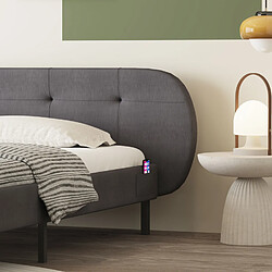 Acheter Concept Usine Lit capitonné 140x190cm gris avec tête de lit et sommier TULSA