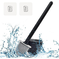 Vendos85 Brosse WC Silicone Noire Ronde avec Support