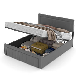 Concept Usine Lit coffre 140x190cm en velours gris NASHVILLE