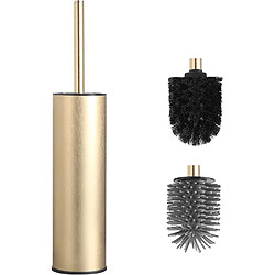 Vendos85 Brosse WC avec Support – Design Contemporain Or Brossé, Poignée Ergonomique et Durable