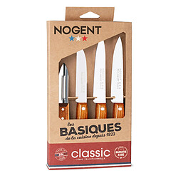 Coffret de 3 couteaux et un éplucheur cerisier des bois - 00096v - NOGENT 3 ETOILES