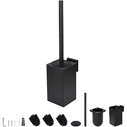 Vendos85 Brosse WC Carrée Noir Mat avec 2 Recharges et Support