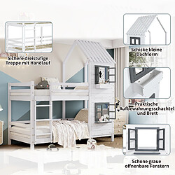 Blossom Paris Lit maison enfant avec fenêtre et sécurité renforcée - Cadre pin blanc 90x200 cm pas cher