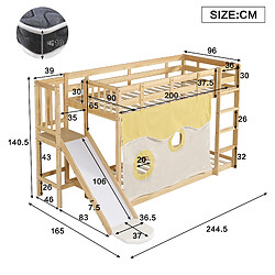 Blossom Paris Lit superposé bois avec échelle et barrière, rideau et toboggan, protection anti-chute, MDF et pin, couleur bois, 90x200 cm pas cher