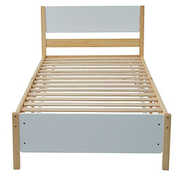 Acheter Blossom Paris Lit en bois, cadre pin, tête et pied en MDF, blanc et bois, 90x200 cm
