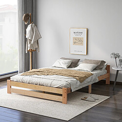 Blossom Paris Lit pliant en bois naturel avec tête de lit et sommier à lattes, couleur bois (200x140 cm)