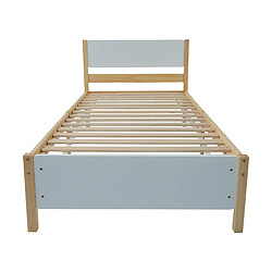 Blossom Paris Lit en bois, cadre pin, tête et pied en MDF, blanc et bois, 90x200 cm pas cher