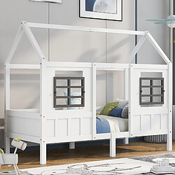 Avis Blossom Paris Lit cabane avec 2 fenêtres, cadre pin et MDF, blanc (200x90 cm)