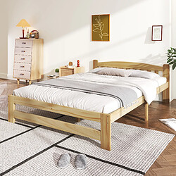 Avis Blossom Paris Lit pliant en bois massif avec tête de lit et sommier, couleur naturelle, 140x200 cm