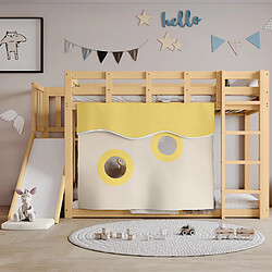 Avis Blossom Paris Lit superposé bois avec échelle et barrière, rideau et toboggan, protection anti-chute, MDF et pin, couleur bois, 90x200 cm