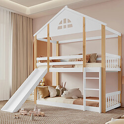 Acheter Blossom Paris Lit superposé enfant avec fenêtre unique, toboggan, échelle et protection, cadre bois, blanc et bois, 90x200 cm