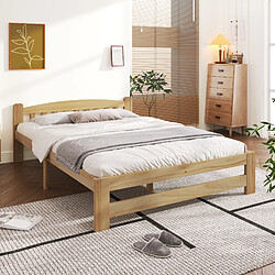 Blossom Paris Lit pliant en bois massif avec tête de lit et sommier, couleur naturelle, 140x200 cm