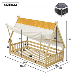 Acheter Blossom Paris Lit bois enfant maison décoratif avec tente amovible, sommier robuste et protection, pin et contreplaqué, couleur bois, 90x200 cm