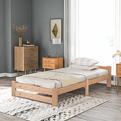 Blossom Paris Lit pliant en bois naturel avec tête de lit et sommier à lattes, couleur bois (200x90 cm) pas cher