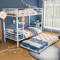 Avis Blossom Paris Lit superposé enfant avec lit roulant intégré - Sécurité optimale avec 4 garde-corps - Cadre métal blanc 90x190/200 cm