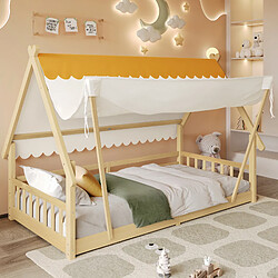 Avis Blossom Paris Lit bois enfant maison décoratif avec tente amovible, sommier robuste et protection, pin et contreplaqué, couleur bois, 90x200 cm
