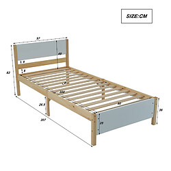 Avis Blossom Paris Lit en bois, cadre pin, tête et pied en MDF, blanc et bois, 90x200 cm