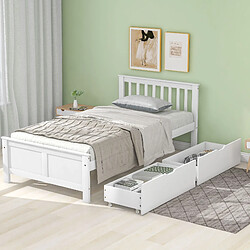 Blossom Paris Lit en bois avec tiroir de rangement, cadre pin, blanc (90x200 cm)