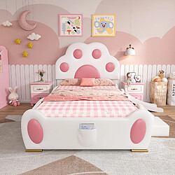 Acheter Blossom Paris Lit capitonné enfant tête de lit patte de chat avec toboggan et petite échelle, PU, blanc et rose, 90x200 cm