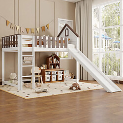 Acheter Blossom Paris Lit superposé avec toit, fenêtre et toboggan, échelle, pin et MDF, blanc et noyer, 90x200 cm