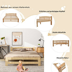 Acheter Blossom Paris Lit pliant en bois massif avec tête de lit et sommier, couleur naturelle, 140x200 cm