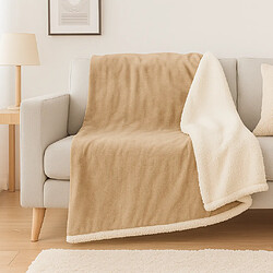 Déco Arts Plaid en sherpa flanelle 480 gsm 200x240 beige