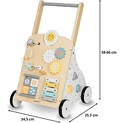 Avis Trotteur en Bois avec Tableau de Manipulation - Hauteur Re´glable 58-66cm - Jouet d'E´veil Bébé