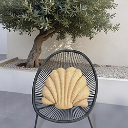 Déco Arts Coussin effet raphia - Forme de coquillage - 50x35cm