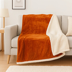 Déco Arts Plaid en sherpa flanelle 480 gsm 200x240 terracotta