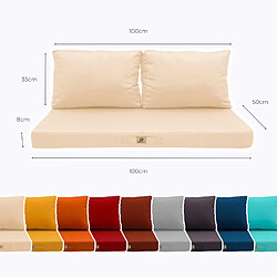 Déco Arts Coussins pour salon de jardin déhoussable 100x50cm Beige pas cher
