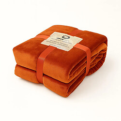 Déco Arts Plaid en sherpa flanelle 480 gsm 200x240 terracotta