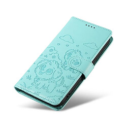 Avis Étui Pour VIVO Y02S Sangle de poignet Supports de fente pour carte Poche Cuir Chien en relief Vert